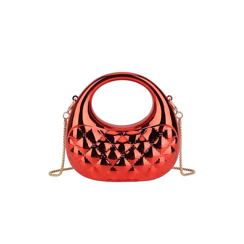 Niche Design Argyle Women's Textured Chain Shoulder Bag with Mini Lipstick Coin Purse