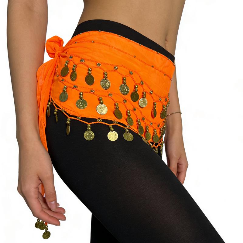 Belly Dance Waist Chain with 72 Hanging Chiffon Coins for Beginners