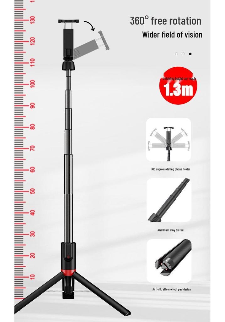 1.3m Bluetooth Selfie Stick Tripod with Remote Control for Live Broadcast and Photography.
