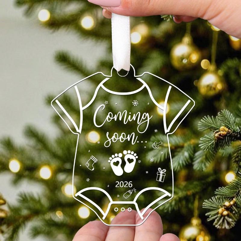 Průhledná akrylová ozdoba, Oznámení těhotenství Závěsná dekorace na vánoční stromeček, Dárky pro budoucí rodiče, Dárky na baby shower