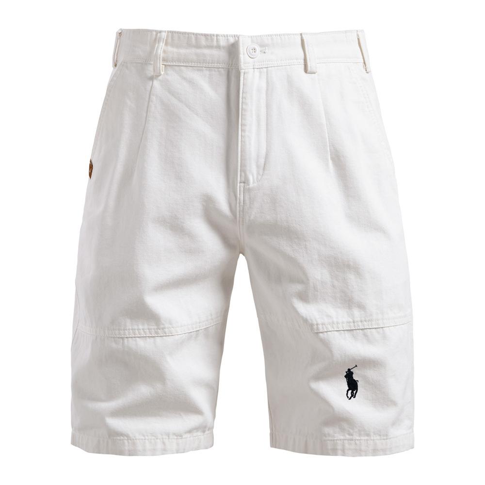 

Polo Ralph Lauren Летние Новые Вышитые Повседневные Мужские Шорты из Чистого Хлопка Прямого Покроя Брюки Пять Четвертей Однотонные Универсальные Рабочие Шорты S