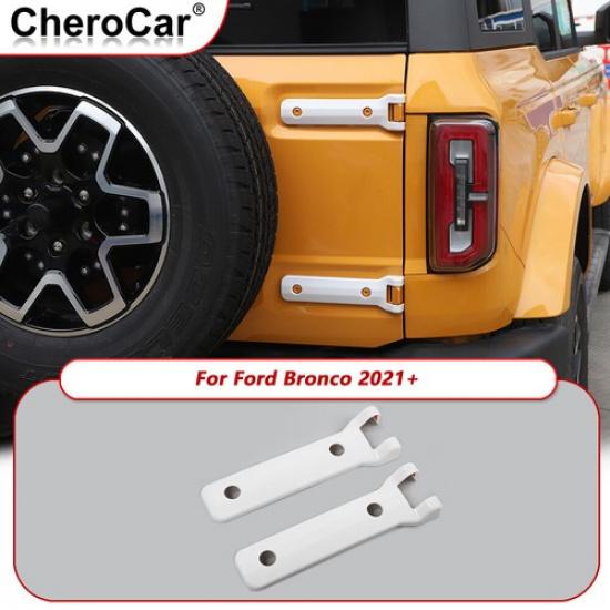 2pcs White Tailgate Hinge Covers Trim For -25 Ford Bronco 2/4 Door Exterior