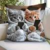 2D Print Cat Pillow Cover with Phone-Playing Design Short-Pile Plush Cute Cat Living Room Sofa Decorative Pillowcase