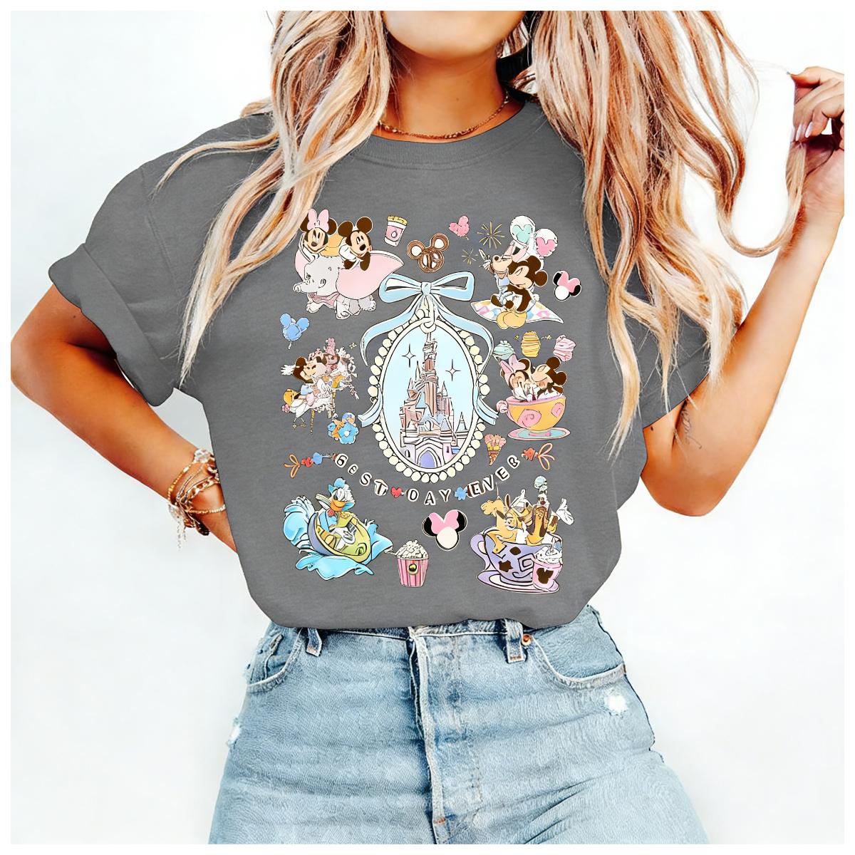 Retro Playful Bowtie Mickey and Minnie Tshirt World Tshirt Girl Adventure Tshirt S