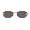 1pc Diamond Studded Letter F Frameless Oval Sunglasses Ins Street Pography Sunglasses Elegant and Fashionable