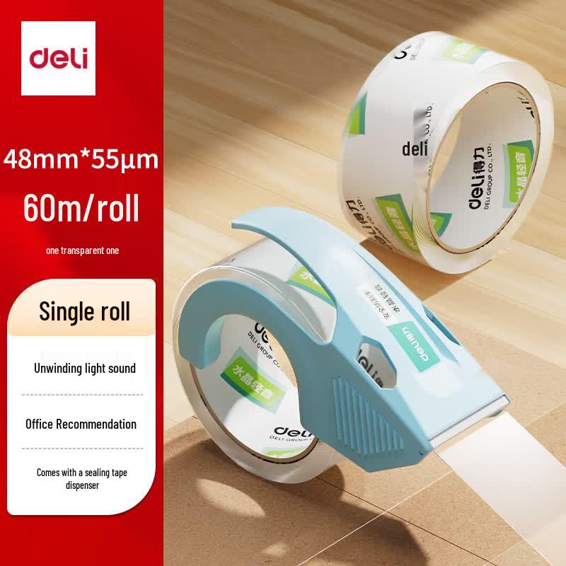 Deli Low Noise Transparent Packing Tape with Dispenser
