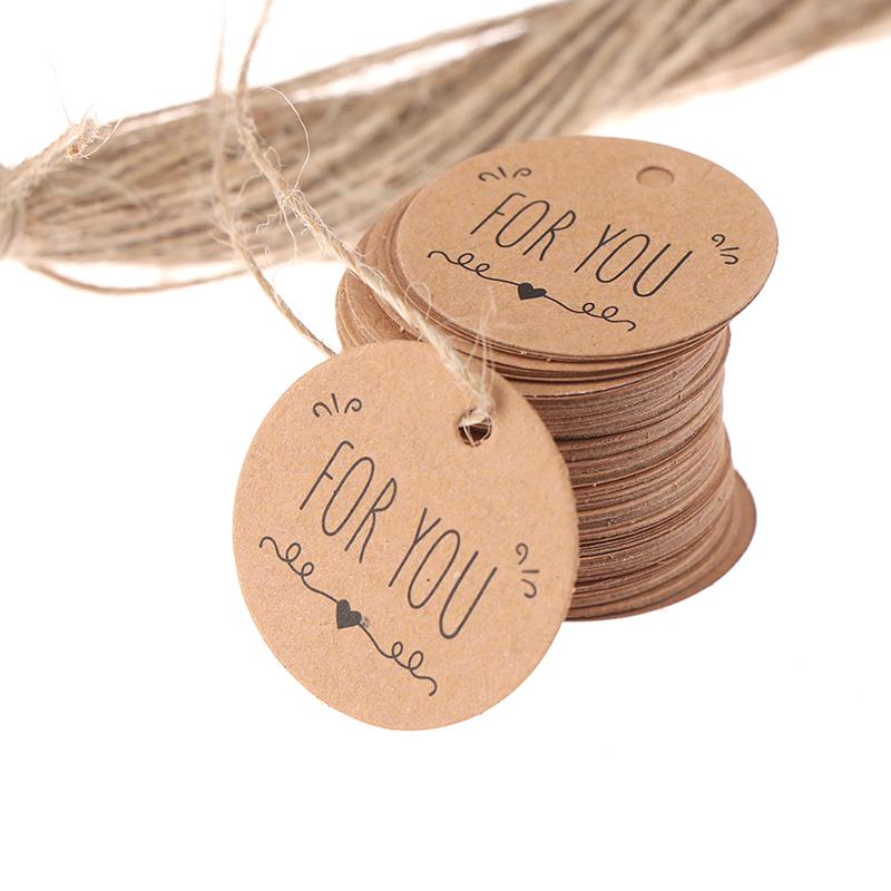 100Pcs Kraft Paper Hang Tag For You Pattern Label For Gift Tagging Package Decor
