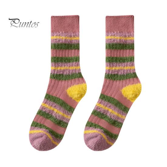 

1 пара женских носков осень-зима средней длины, противоскользящие, контрастного цвета, толстые, в полоску, высокоэластичные, впитывающие пот, повседневные носки для взрослых, спортивные носки