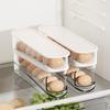 Automatic Rolling Egg Dispenser for Fridge 2-Tier Space-Saving Egg Holder Organizer Box Kitchen Storage Rack