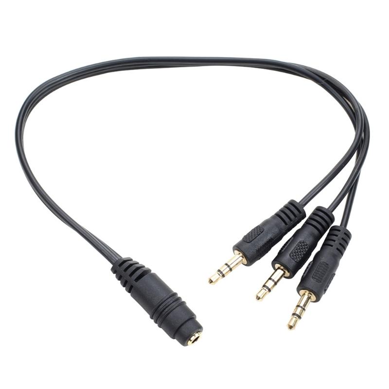 Gold Plateds 3.5mm TRS Stereo Sound Splitter Cable 1 Female to 3 Male Jacks for Multiple Device Connectivitys