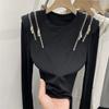 Neue Frühjahrs- und Herbst-Damen-Einfarbige O-Ausschnitt Langarm Schlanke Gestrickte Pullover Reißverschluss Trendige Bequeme Pendeloberteile