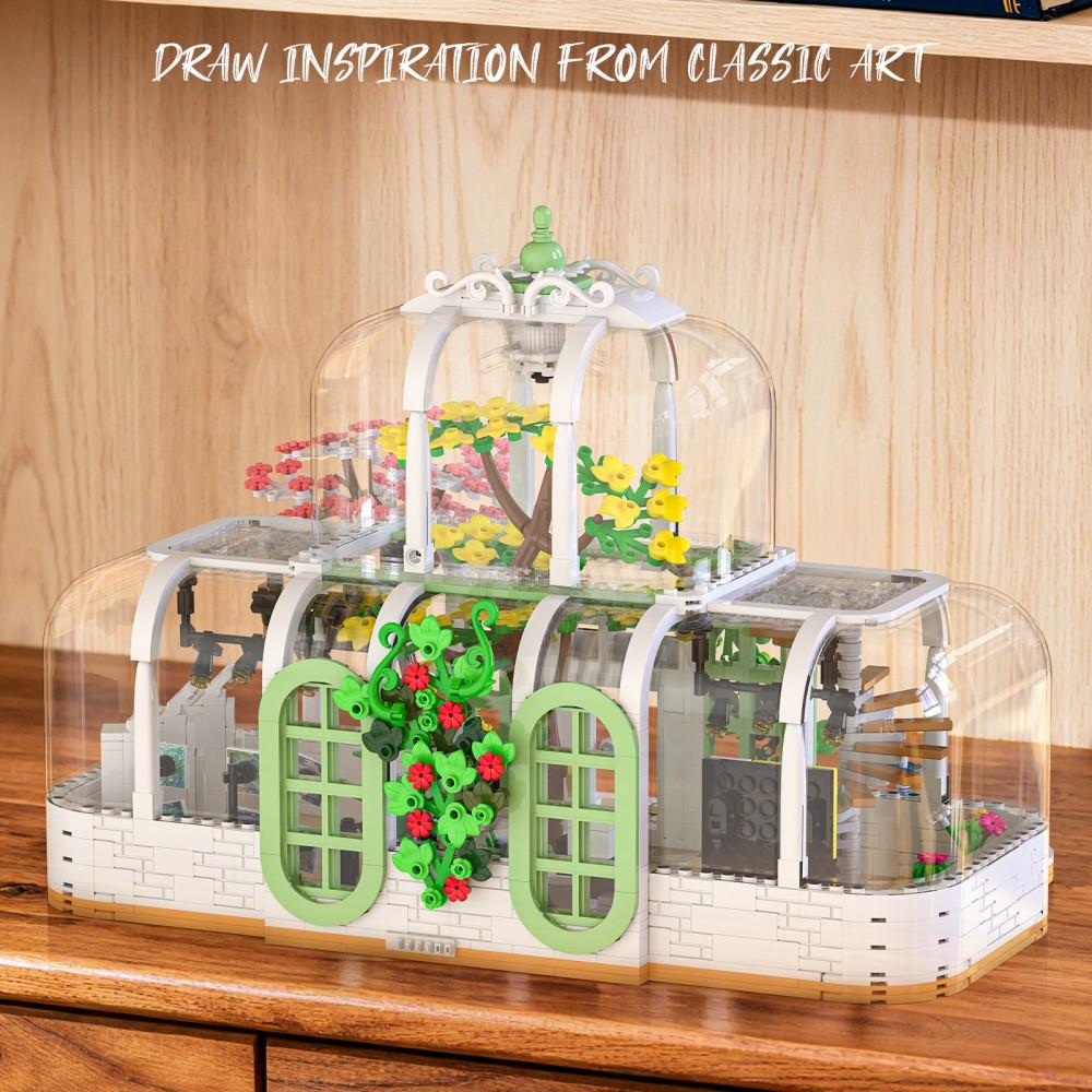 Blocos de Construção Jardim Botânico Não Tóxicos 1482 Peças Modelo Casa das Flores Cena de Rua Transparente Ornamento de Mesa Brinquedos Infantis Presentes de Feriado