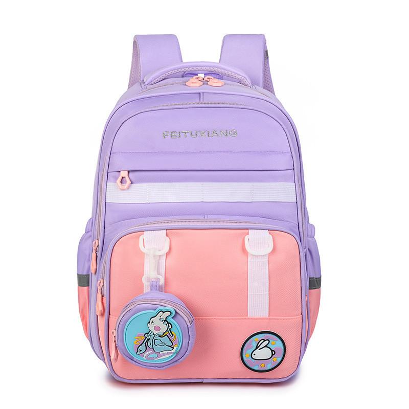 

New School Backpack For Kids Lightweight Nylon Boys And Girls Cute Cartoon Design Purple