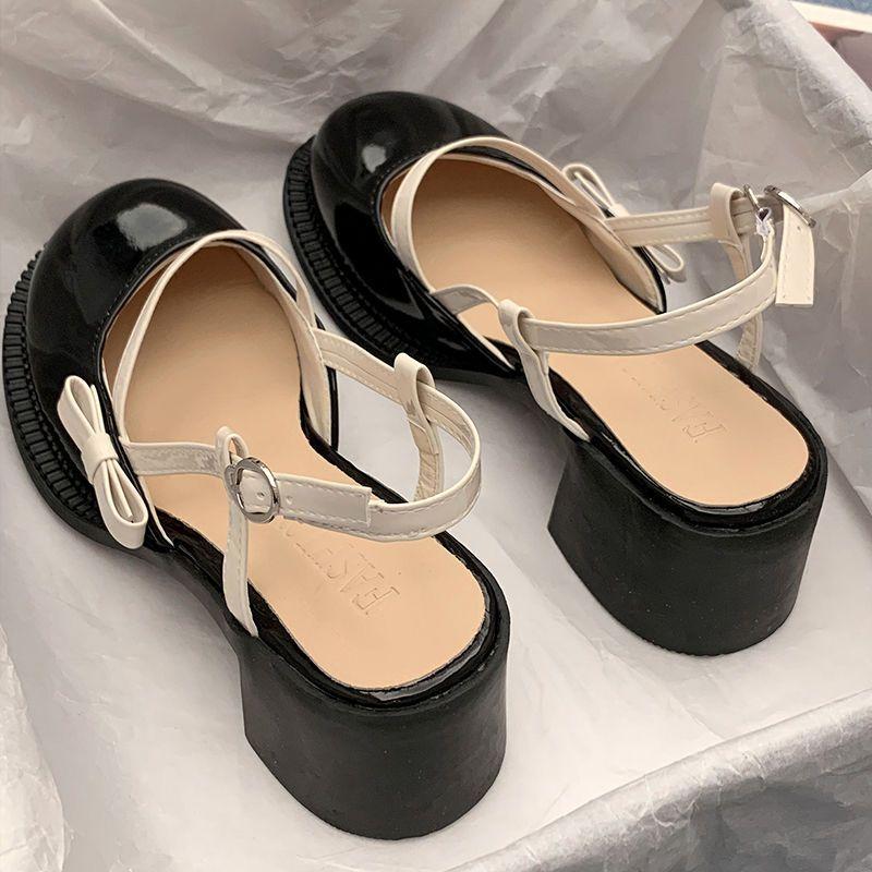Fashion Woman Mary Jane Shoes Round Toe Tip High Heels Closed Sandals for Women 2025 Luxury Vintage Quality Comfort Vip Sandal On Sale