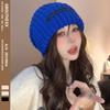 Women's Autumn and Winter New Style Pile Hat Big Head Wool Hat Showing Face Small Warm Knit Hat Student Ear Protection Cold Hat