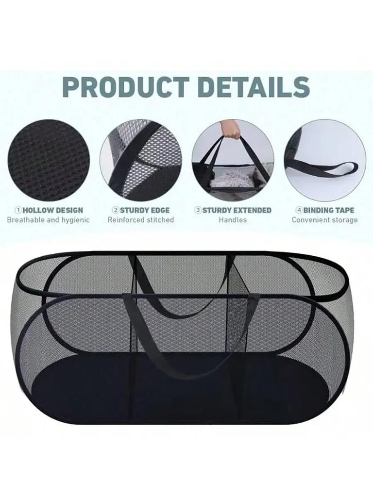 1pc-Mesh Pop-up Laundry Basket, Laundry Basket, Foldable Dirty Clothes Storage Basket, Large Capacity Storage Basket