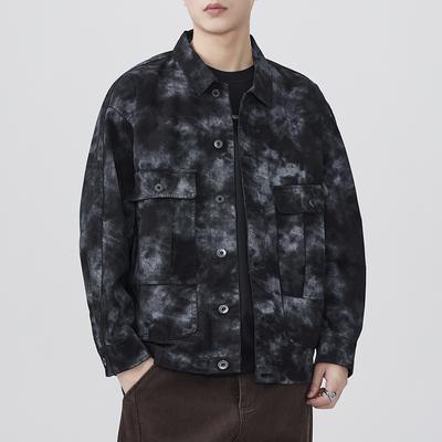 New Spring Japanese Retro Men's Heavy Printing Loose Casual American Heavy Industry Shirt