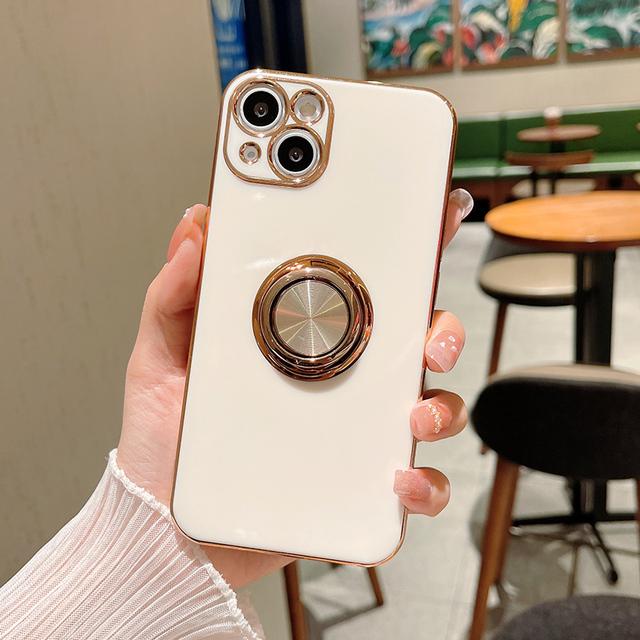 Luxury Plating Finger Ring Holder Case For Iphone 13 14 Pro Max 12 Mini Xs Xr X 8 7 Plus Se Soft Phone Cover For Iphone 11 Case