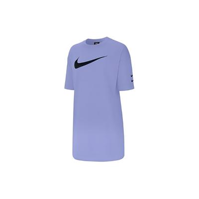 Sportswear Swoosh Solid Color Round Neck Sports Short Sleeve Dress Women Dresses Blue CJ3830-569