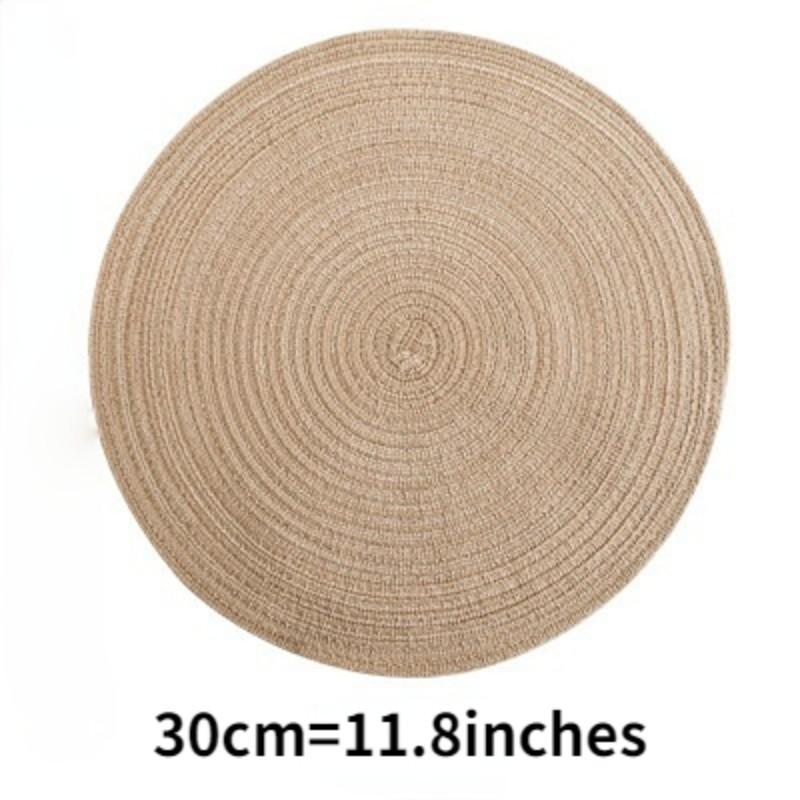 Round Table Mat Woven Ramie Placemats Anti Slip Dining Table Mats Non-Slip Tableware Bowl Pads Kitchen Drink Cup Coasters