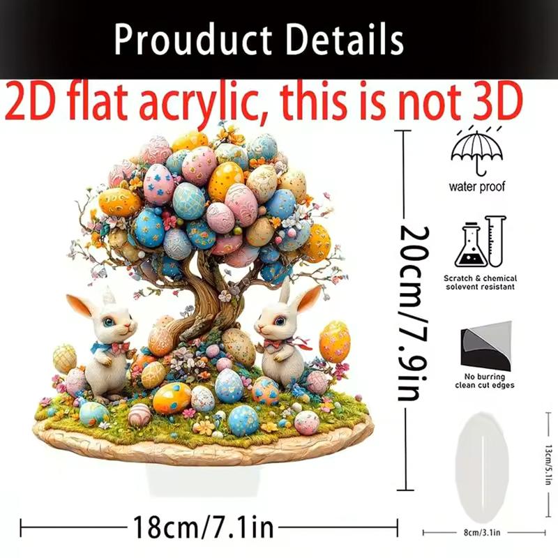 Bohemian Style 2D Acrylic Cute Easter Egg Rabbit Village DIY Decoration Festival Decor Desktop Ornament Easter Gifts For Bedroom