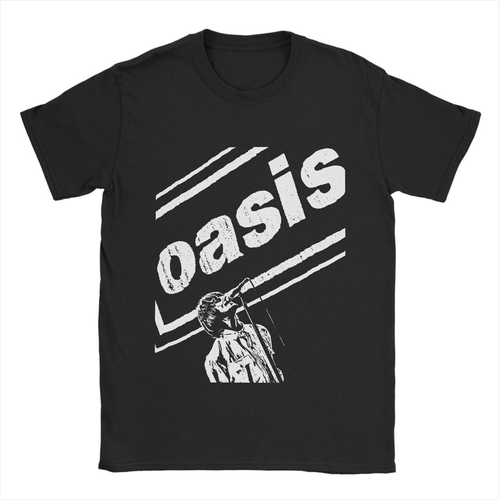 Men T-Shirt Oasi/s  Hipster Cotton Tee Shirt Short Sleeve Rock Band   T Shirts O Neck Tops Plus Size