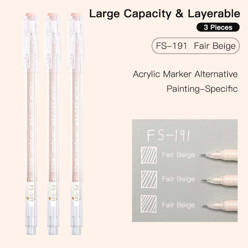 LANGUO 3Pcs/Set High-Capacity Overlayable Skin Tone Black Drawing Gel Pens for Art Marker Replacement School Supplies Stationery
