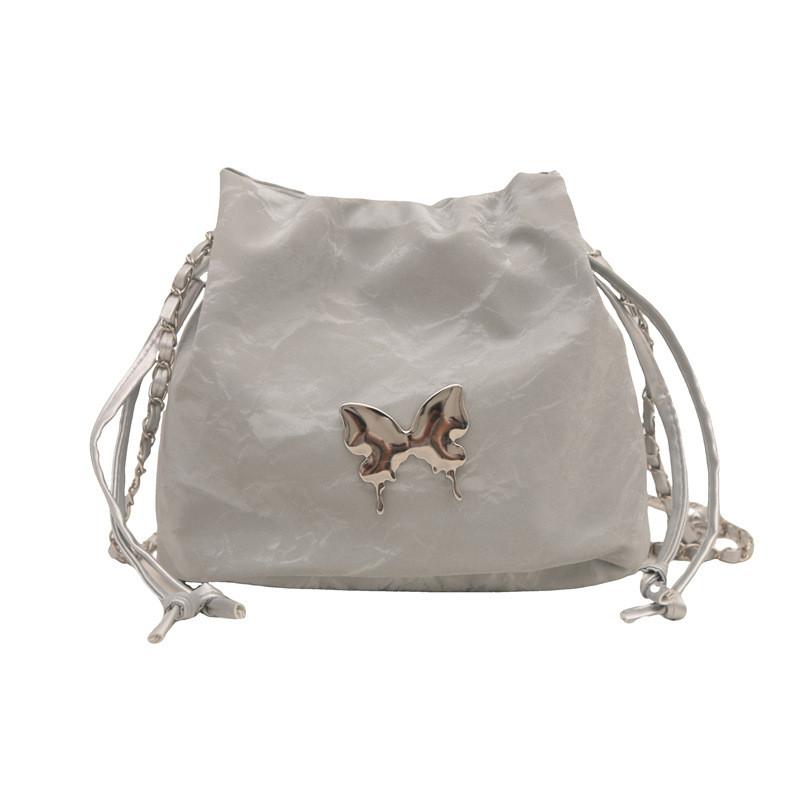 Trendige PU-Beuteltasche für Damen in Schwarz, Pink, Blau, Weiß, Silber mit stilvoller Steppung