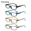 TUREZING 4 Pack Reading Glasses For Men and Women Rectangular Frames Spring Hinges Presbyopia Glasses
