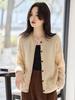 Women's Wool Cashmere Cardigan: Solid Color, Round Neck, Stylish, Long Sleeve, Loose Fit Sweater Jacket
