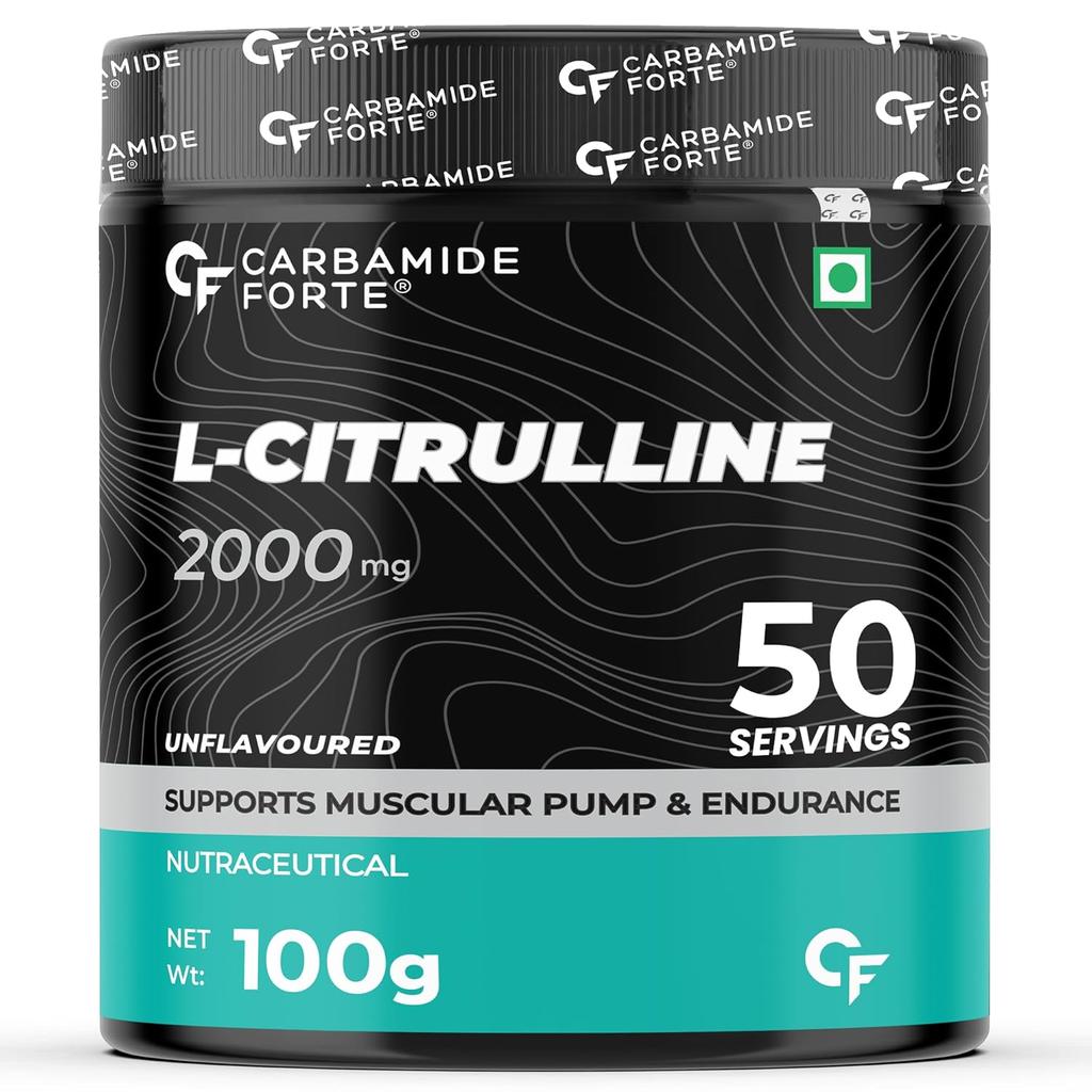 Carbamide Forte L Citrulin Prášek 2000 mg Předtréninkový doplněk Bez příchuti 100 g 50 porcí Svalová pumpa Vytrvalost