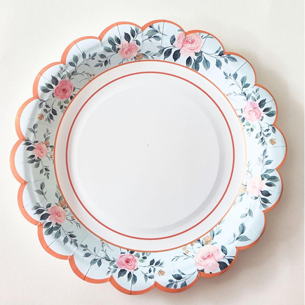 Tea Party Disposable Paper Plates, Napkins & Cups Set for Birthdays & Desserts