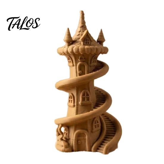 Fantasy Room Decor 3D Printed Spire Castle Ornament with Spiral Staircase, Resin Sculpture, Retro PLA Plastic Crafts Fairy Tale Desktop Decoration for