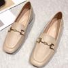British Style Square Thick Heel Loafers Pumps 2024 New Fashion Khaki Casual Round Toe Women's Shoes Mary Janes Spring Autumn
