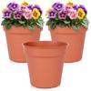 3x Brown Plastic Garden Pot for Plants, Flowers, Herbs 17x15.5 Cm
