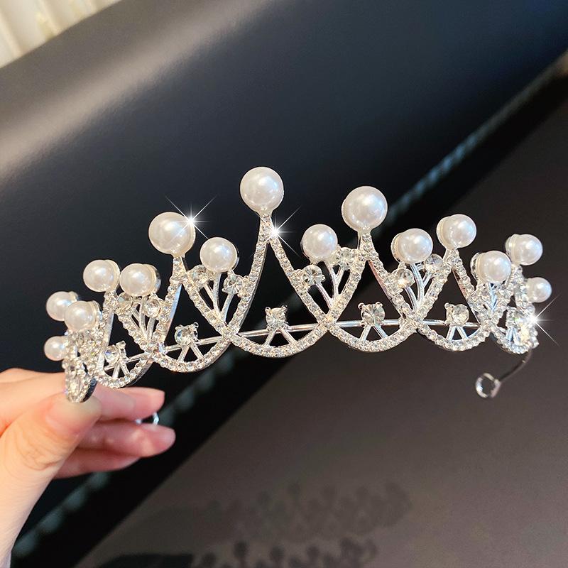 High-End Crown Headgear Princess Children'S Light Luxury Crystal Crown Birthday Gift Girls June 1 Performance Crown Hair Accessories
