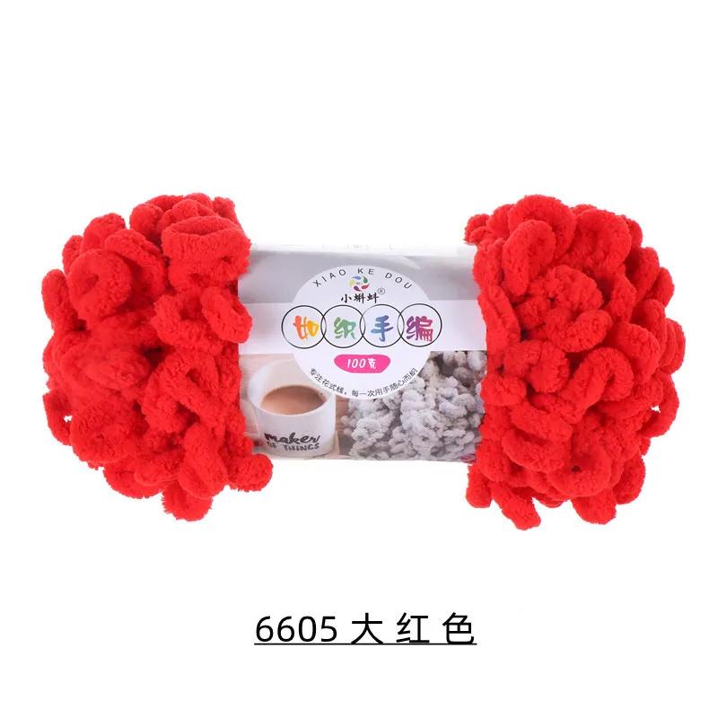 5 Stück 100g/Rolle Flauschiges Fingerloop-Garn Ohne Nadeln Polyester Dickes Riesen-Chenille-Garn für Handgestrickte Decken Schals