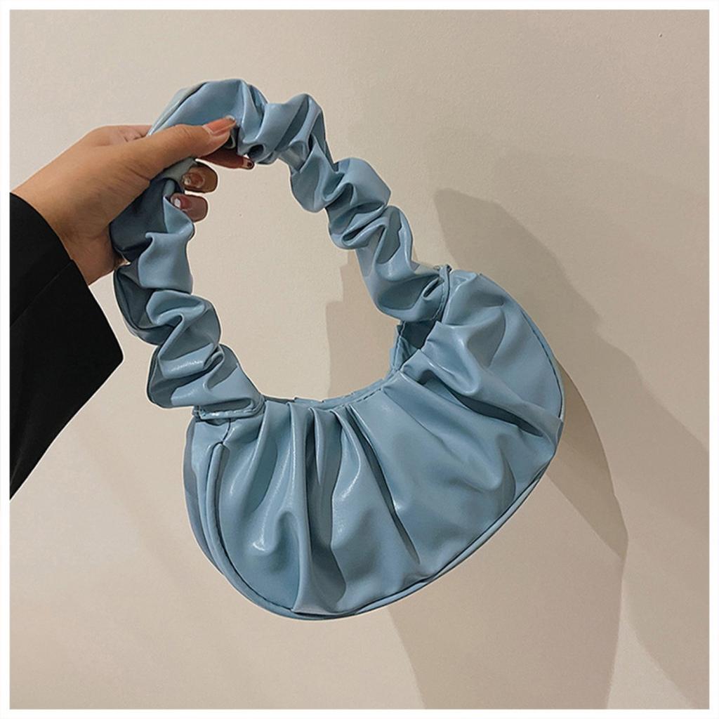 Bag Girl, Korean Version One Shoulder Dumpling Bag, French Bag, Fashionable Cloud Bag, Pleated Handbag, Armpit Bag