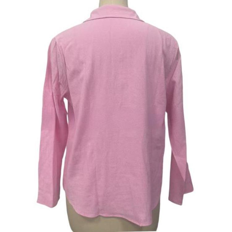 Lightweight Breathable Casual Blouse Loose Fit Women Shirt Lapel V Neck 3 4 Sleeve Pullover Tops Solid Color Daily Wear