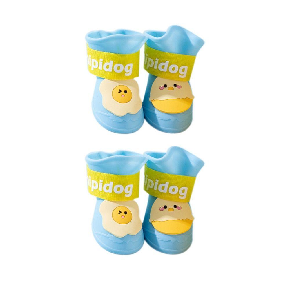 

4 шт./компл. Мягкие водонепроницаемые дождевики для собак, износостойкие противоскользящие ботинки для собак, дождевые ботинки для собак, дождливые дни L синий