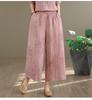 2026 Summer Retro Ethnic Cotton Linen Short Sleeve Top + Wide Leg Pants Set