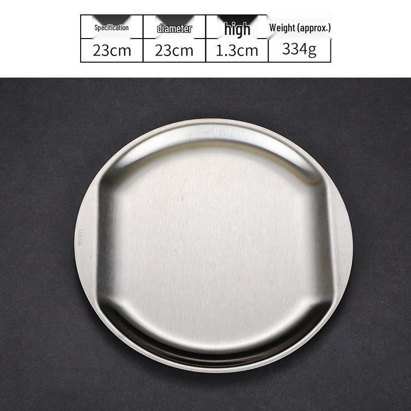 Korean Style Golden Round Plate - Shallow Plate for Snacks, Western Food, Steak, BBQ, and Desserts.