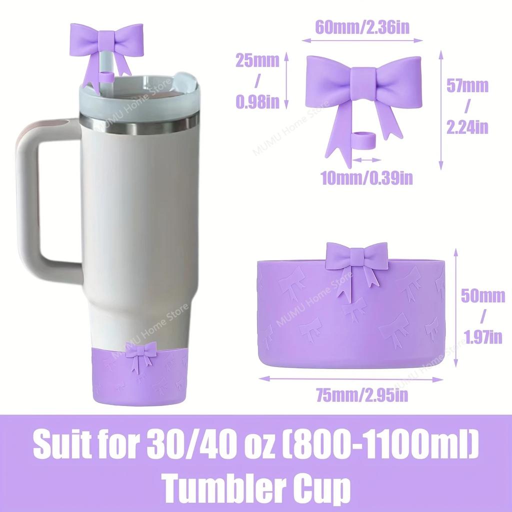 9-teiliges auslaufsicheres Stopper-Set für Stanley Cup Silikon-Boot Charm-Kette Strohhalm und Bürste 10-mm-Strohhalm-Abdeckkappe Schmetterlingskette