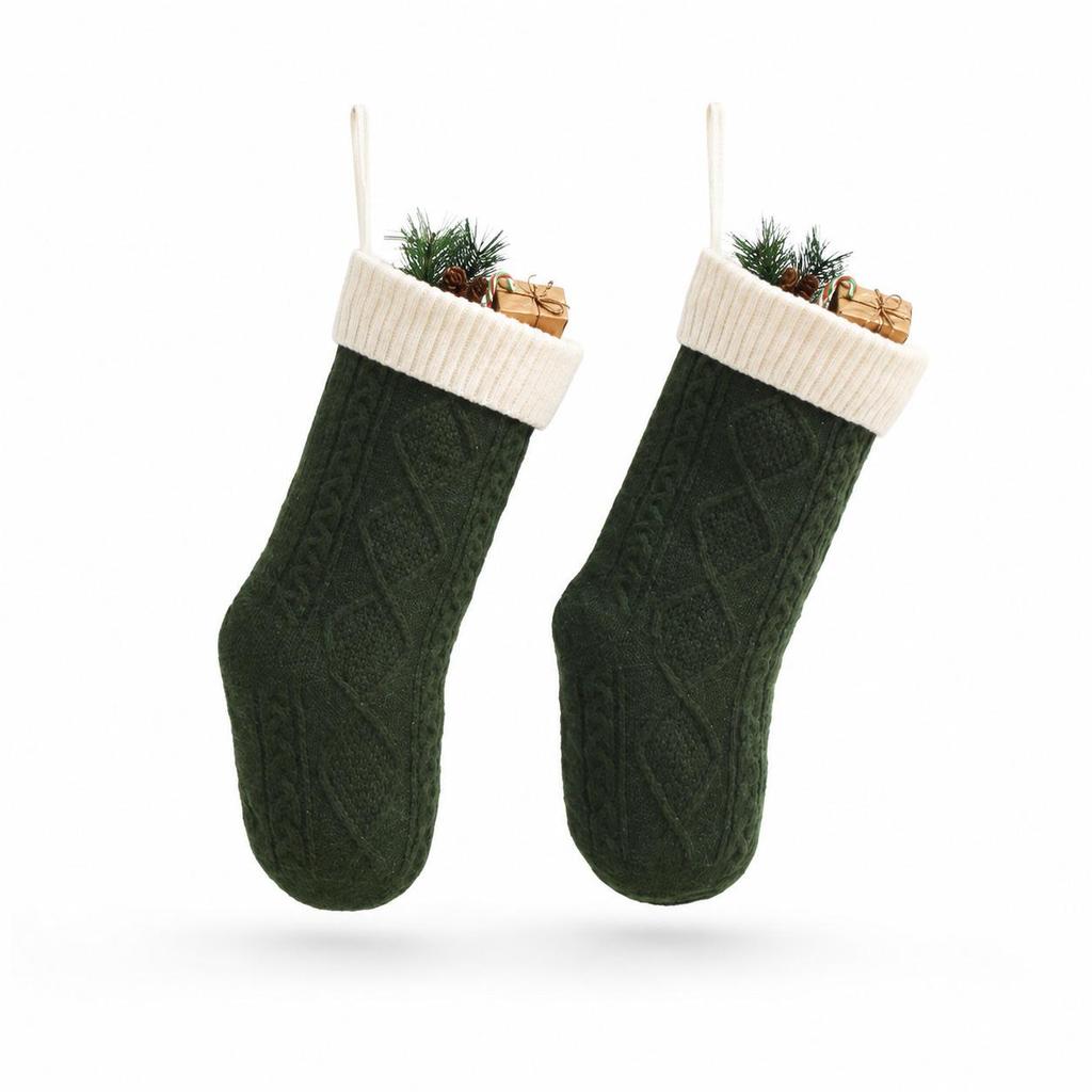 18-Inch Knitted Diamond Pattern Large Christmas Stocking for Gifts - European and American Style