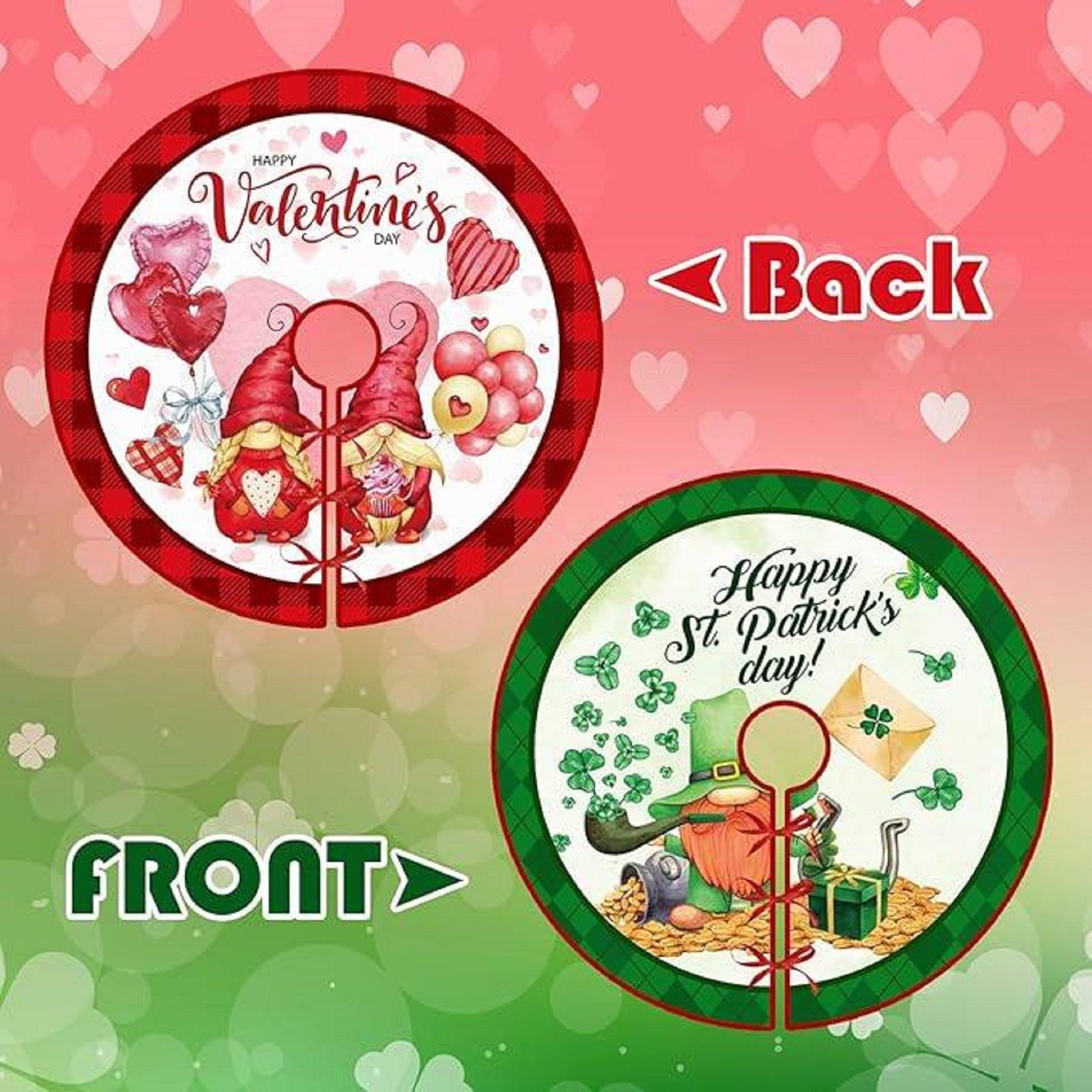 Printed Double-sided Tree Skirt Valentine s Day Saint Patrick s Day Decoration One Size