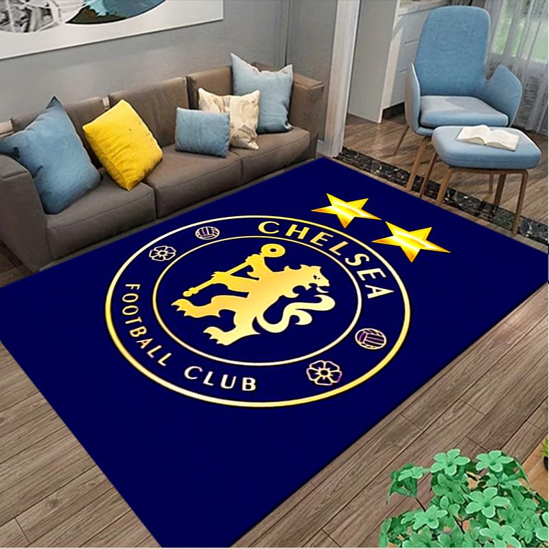[Chelsea FC Teppich mit Aufdruck] Rutschfester Büroteppich, Gemütlicher Teppich für Wohnzimmer, Weiche Matte für Sofa/Stuhl im Zuhause