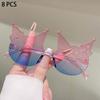 1/8 Pcs Rimless Kitten Shaped Sunglasses for Girls  New Gradient Multi-color Decor Sun Glasses Cute Candy Color Kids Shades