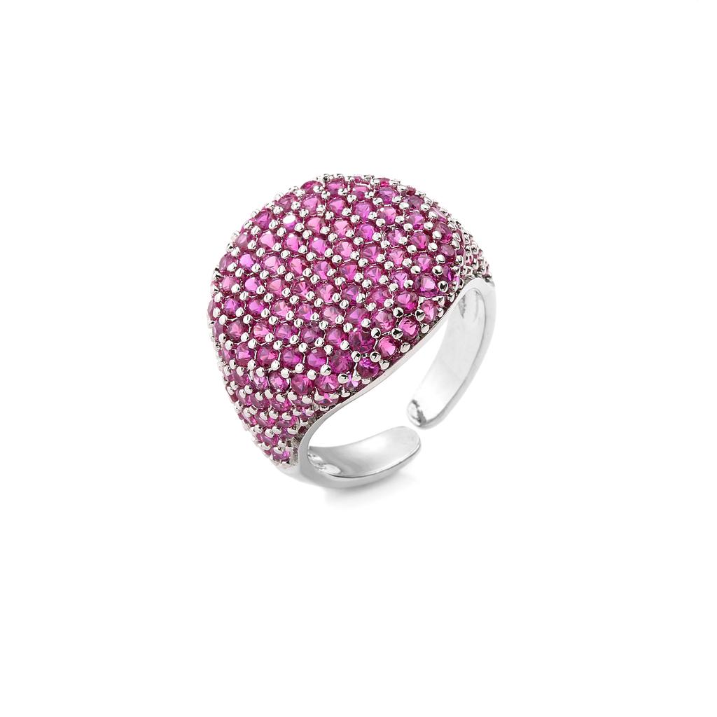 Round Geometry Big Ring for Women,Full Colorful Cubic Zircon Stone Finger Ring,Punk Statement Jewelry
