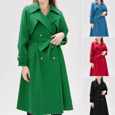 Woolen Women's Coat, Extra Long Cape, Lace-up Coat