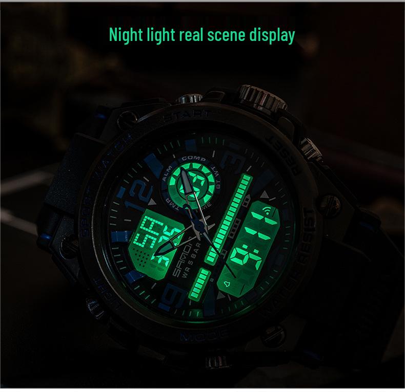 Sanda 6024 Outdoor Sports Shockproof Waterproof Luminous Watch - Unisex Multifunctional Electronic Watch